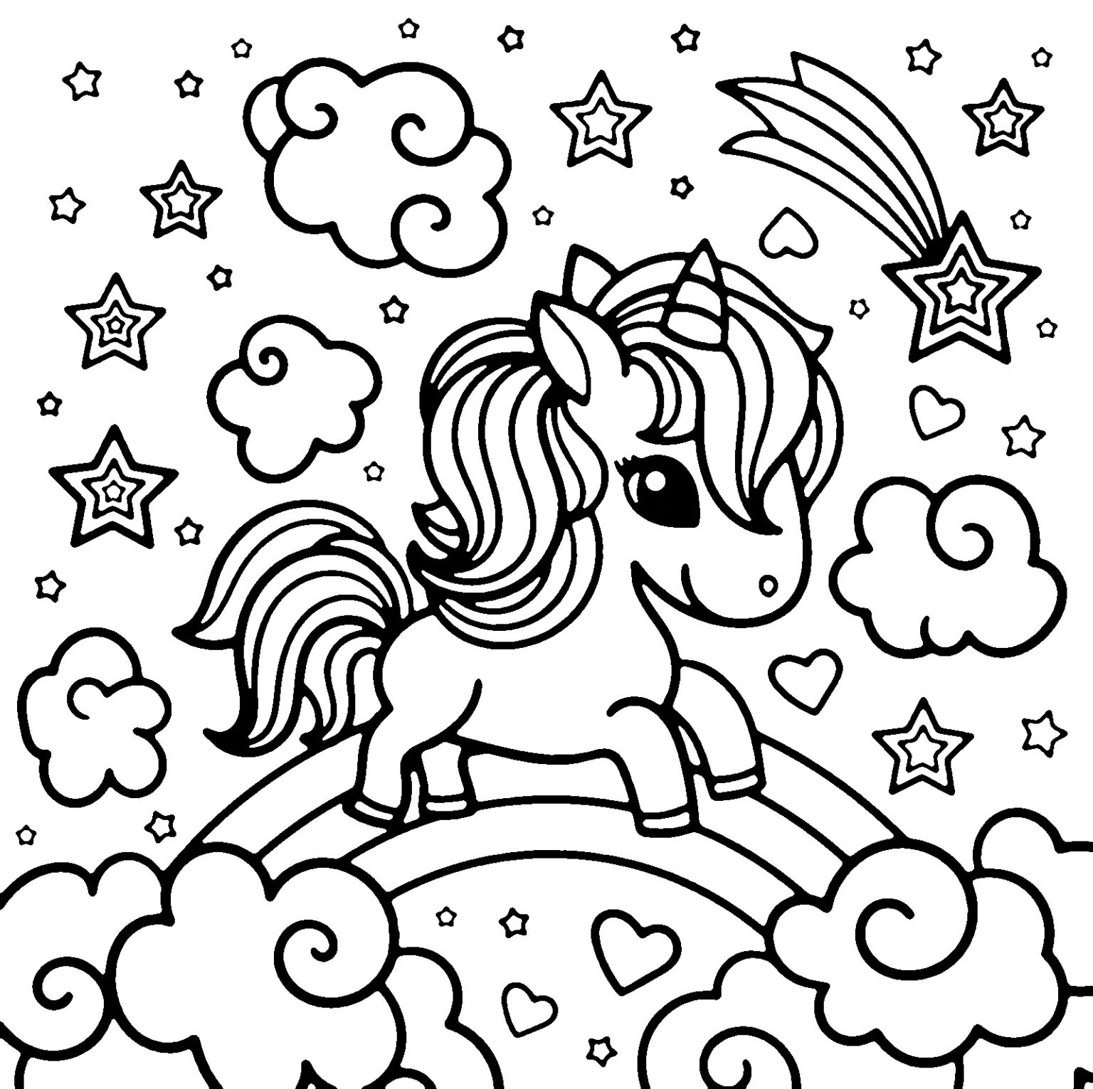 Ausmalbilder Einhorn - Einhörner mit Flügeln | Alle Malvorlagen