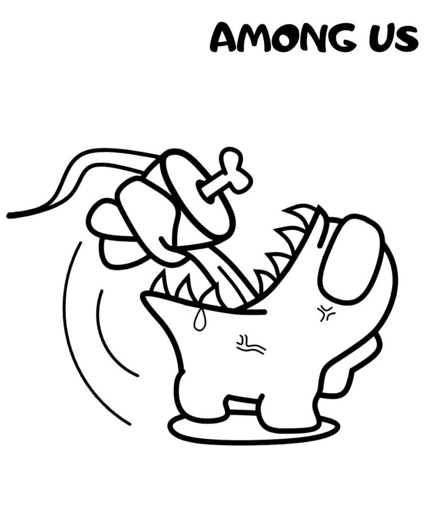 Among Us Coloring Pages With Hats for Kids